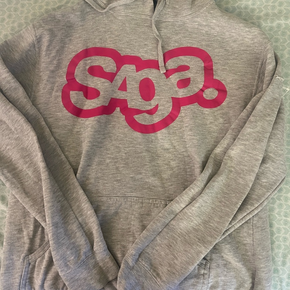 large gray saga snowboarding sweatshirt
